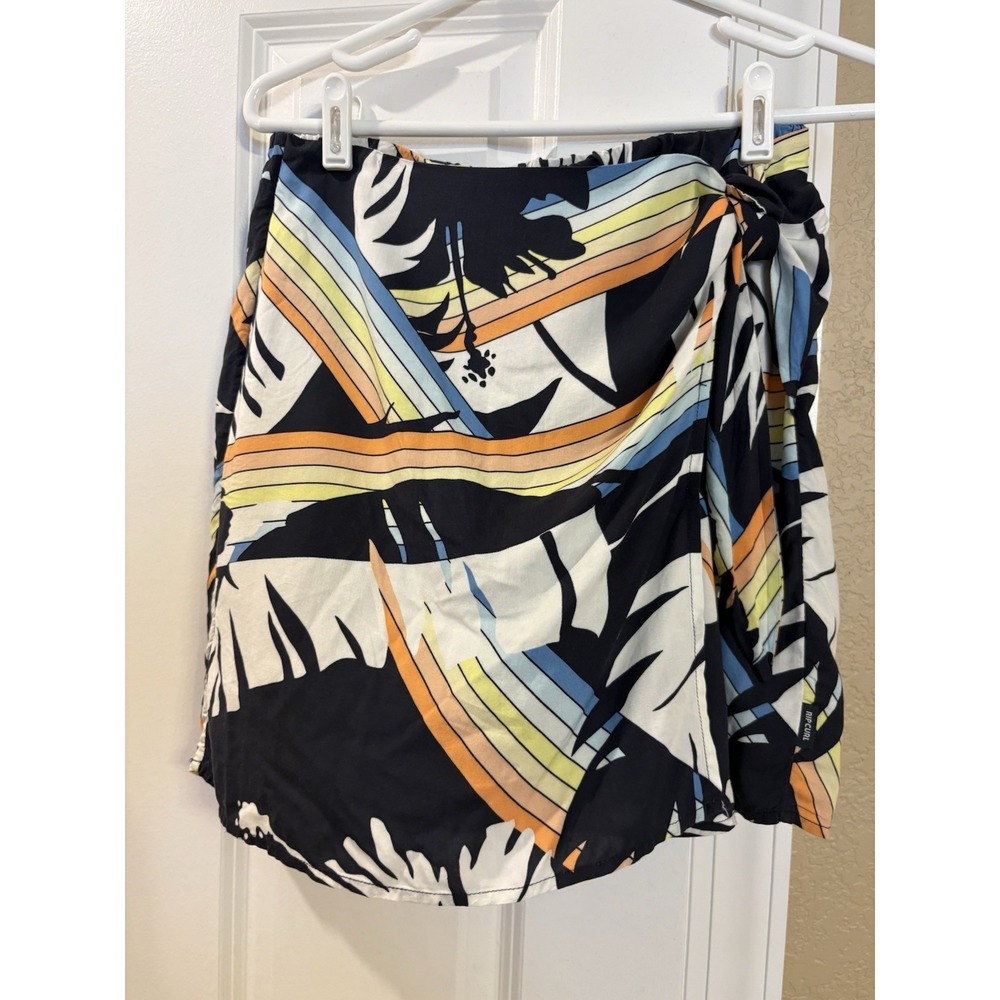 Rip Curl Black Mini Skirt with Rainbow Stripes Medium